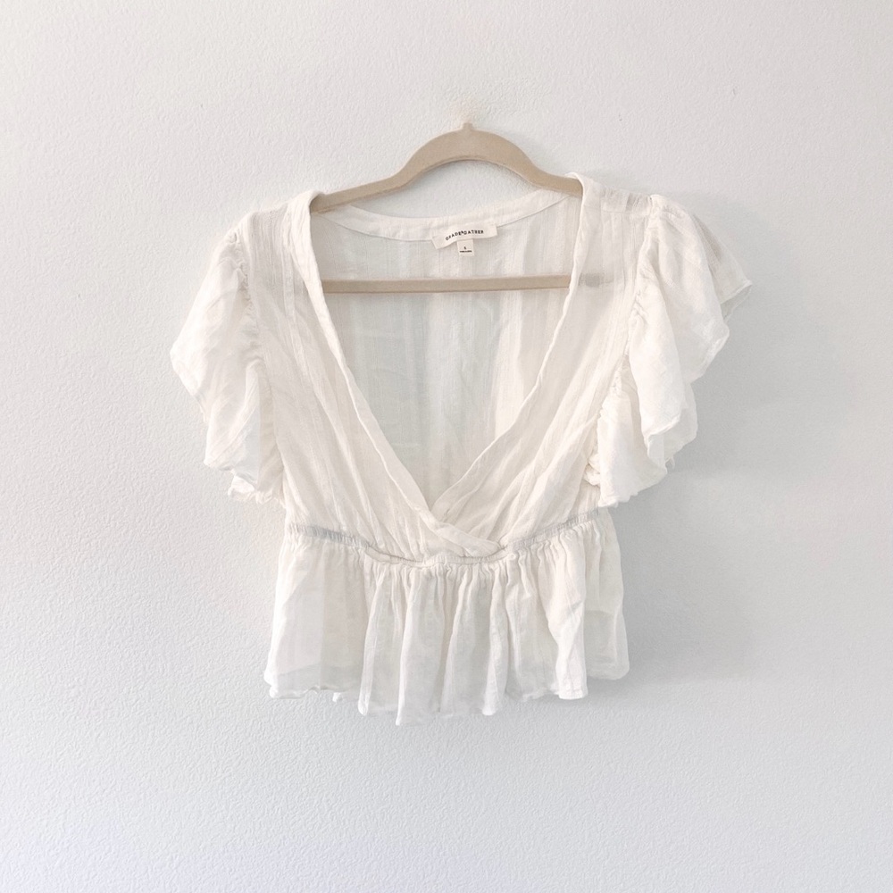 GRADE&GATHER white v neck blouse